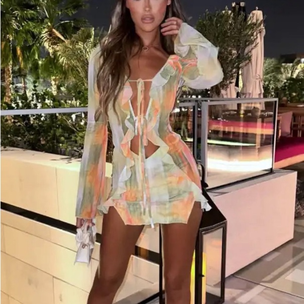 Live Show Listing Mesh Dress, Resort Wear Mini